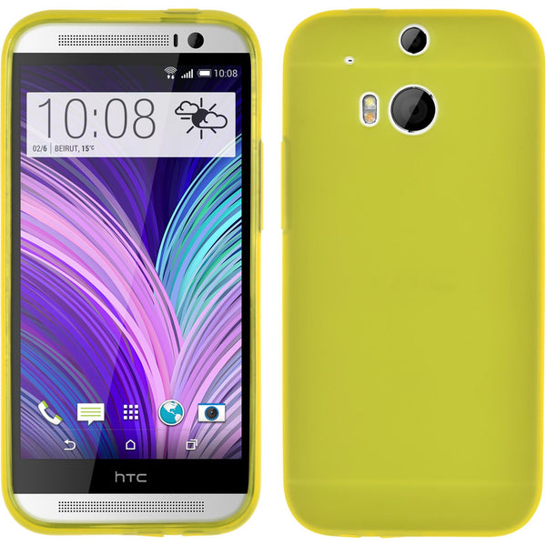 PhoneNatic Case kompatibel mit HTC One M8 - gelb Silikon Hülle Dustproof + 2 Schutzfolien