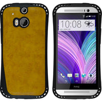 PhoneNatic Case kompatibel mit HTC One M8 - orange Silikon Hülle Lederoptik + 2 Schutzfolien