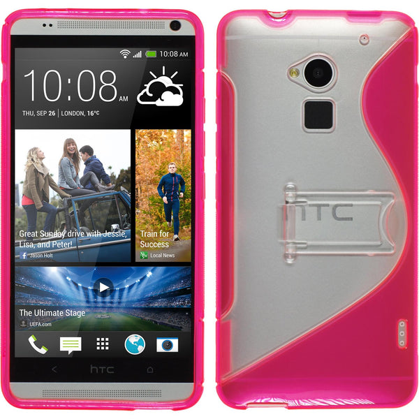 PhoneNatic Case kompatibel mit HTC One Max - pink Silikon Hülle  + 2 Schutzfolien