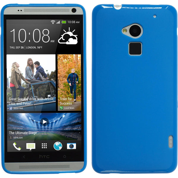 PhoneNatic Case kompatibel mit HTC One Max - blau Silikon Hülle matt + 2 Schutzfolien