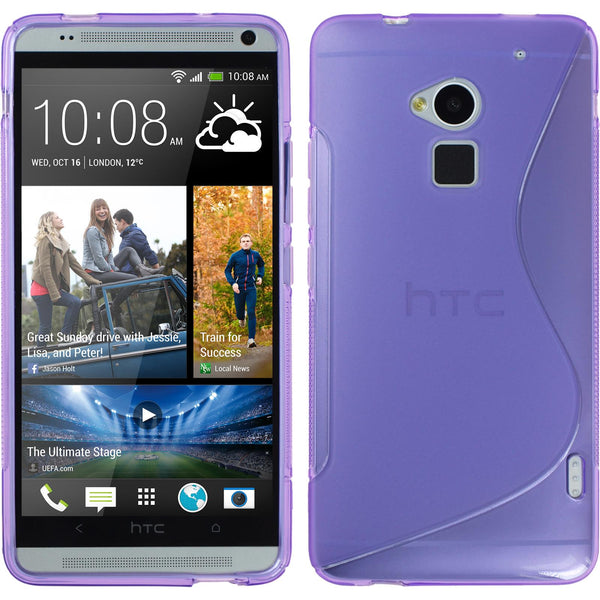 PhoneNatic Case kompatibel mit HTC One Max - lila Silikon Hülle S-Style + 2 Schutzfolien