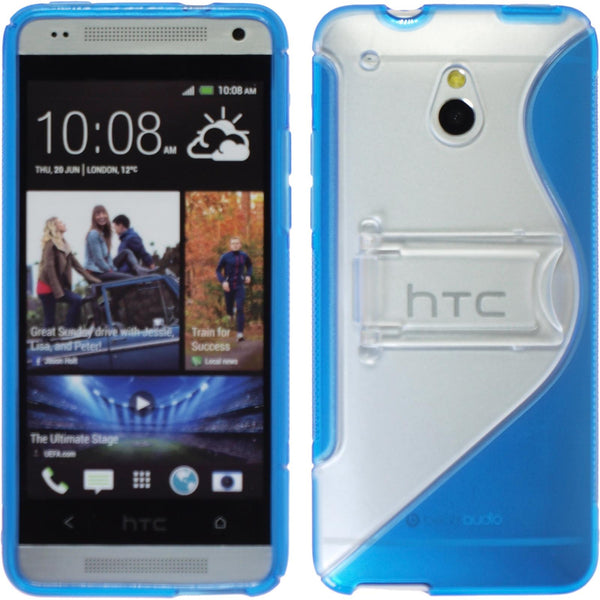 PhoneNatic Case kompatibel mit HTC One Mini - blau Silikon Hülle Aufstellbar + 2 Schutzfolien