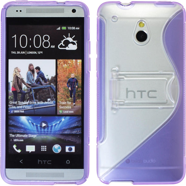 PhoneNatic Case kompatibel mit HTC One Mini - lila Silikon Hülle Aufstellbar + 2 Schutzfolien