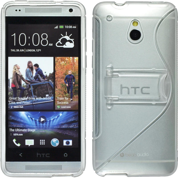 PhoneNatic Case kompatibel mit HTC One Mini - clear Silikon Hülle Aufstellbar + 2 Schutzfolien