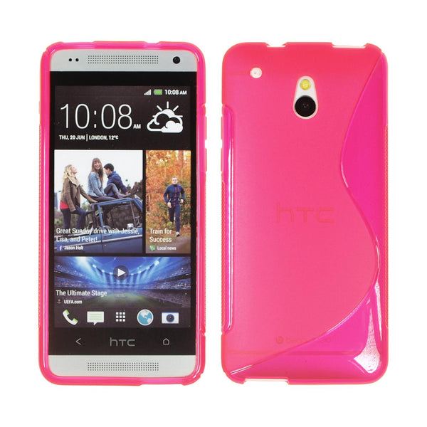 PhoneNatic Case kompatibel mit HTC One Mini - pink Silikon Hülle S-Style + 2 Schutzfolien