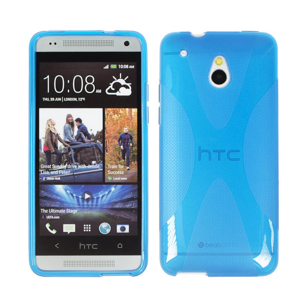 PhoneNatic Case kompatibel mit HTC One Mini - blau Silikon Hülle X-Style + 2 Schutzfolien