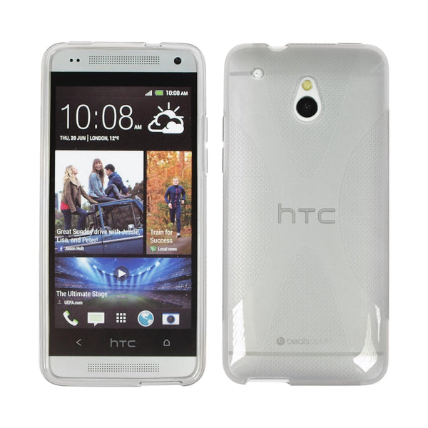 PhoneNatic Case kompatibel mit HTC One Mini - grau Silikon Hülle X-Style + 2 Schutzfolien