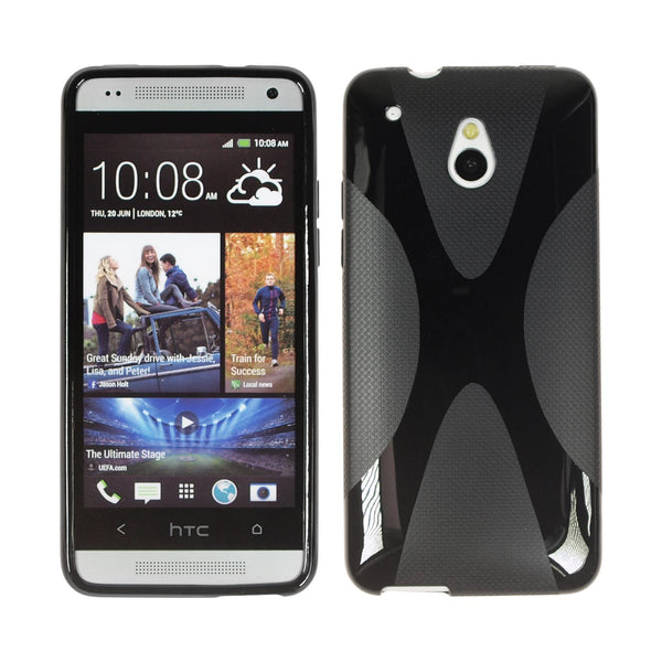 PhoneNatic Case kompatibel mit HTC One Mini - schwarz Silikon Hülle X-Style + 2 Schutzfolien