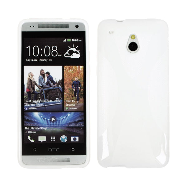 PhoneNatic Case kompatibel mit HTC One Mini - weiﬂ Silikon Hülle X-Style + 2 Schutzfolien