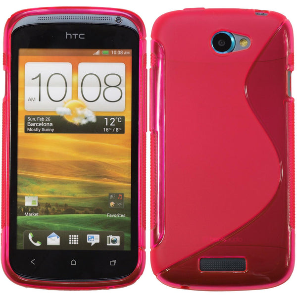 PhoneNatic Case kompatibel mit HTC One S - pink Silikon Hülle S-Style + 2 Schutzfolien