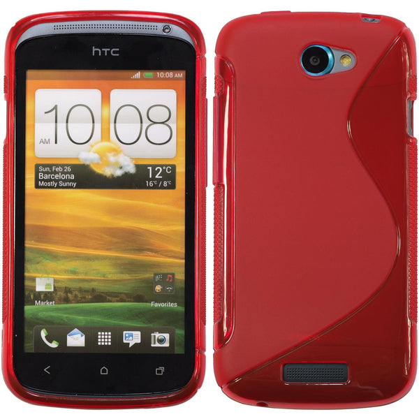 PhoneNatic Case kompatibel mit HTC One S - rot Silikon Hülle S-Style + 2 Schutzfolien