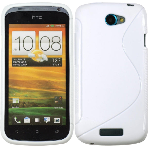 PhoneNatic Case kompatibel mit HTC One S - weiß Silikon Hülle S-Style + 2 Schutzfolien