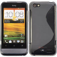 PhoneNatic Case kompatibel mit HTC One V - grau Silikon Hülle S-Style + 2 Schutzfolien