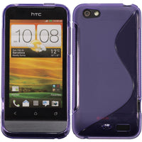 PhoneNatic Case kompatibel mit HTC One V - lila Silikon Hülle S-Style + 2 Schutzfolien