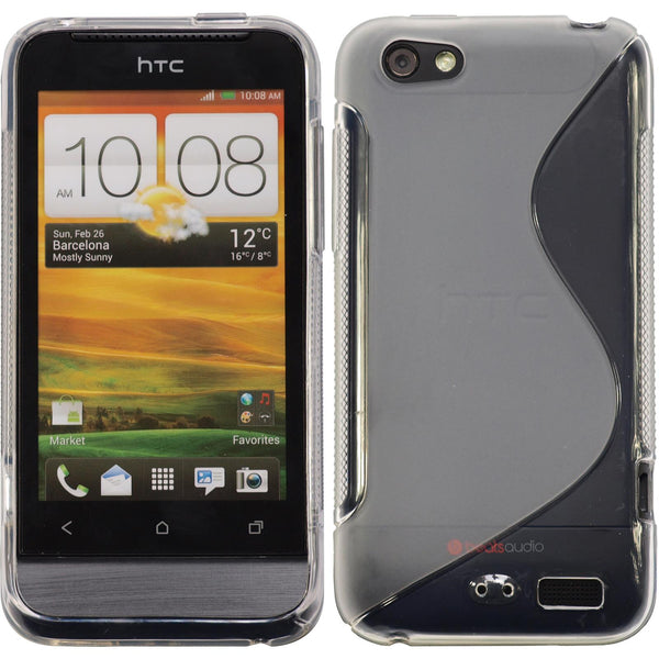 PhoneNatic Case kompatibel mit HTC One V - clear Silikon Hülle S-Style + 2 Schutzfolien