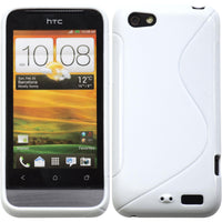 PhoneNatic Case kompatibel mit HTC One V - weiß Silikon Hülle S-Style + 2 Schutzfolien