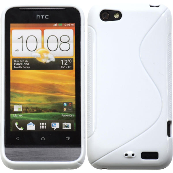 PhoneNatic Case kompatibel mit HTC One V - weiß Silikon Hülle S-Style + 2 Schutzfolien
