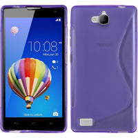PhoneNatic Case kompatibel mit Huawei Honor 3C - lila Silikon Hülle S-Style + 2 Schutzfolien