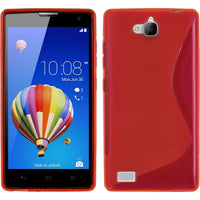 PhoneNatic Case kompatibel mit Huawei Honor 3C - rot Silikon Hülle S-Style + 2 Schutzfolien