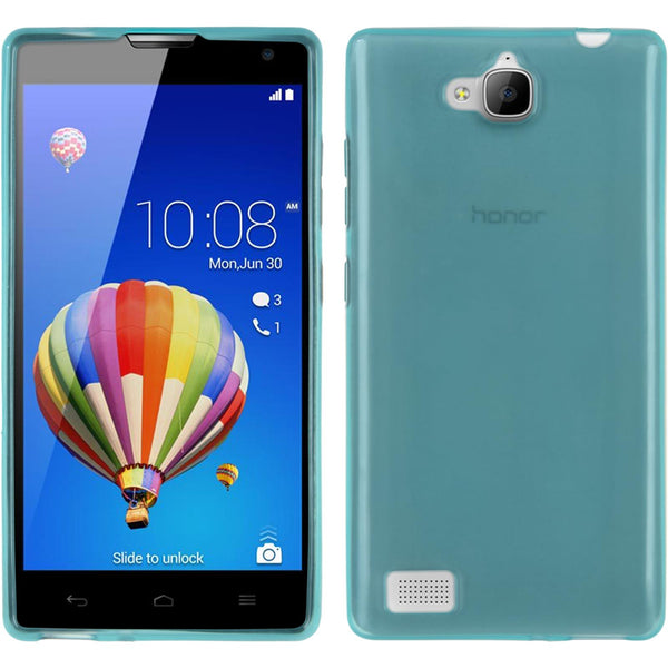 PhoneNatic Case kompatibel mit Huawei Honor 3C - türkis Silikon Hülle transparent + 2 Schutzfolien