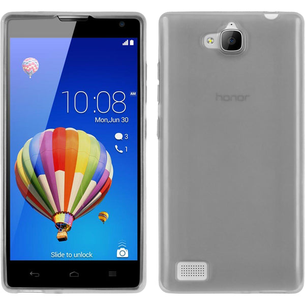 PhoneNatic Case kompatibel mit Huawei Honor 3C - weiß Silikon Hülle transparent + 2 Schutzfolien