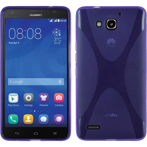 PhoneNatic Case kompatibel mit Huawei Honor 3X G750 - lila Silikon Hülle X-Style + 2 Schutzfolien