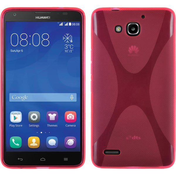 PhoneNatic Case kompatibel mit Huawei Honor 3X G750 - pink Silikon Hülle X-Style + 2 Schutzfolien