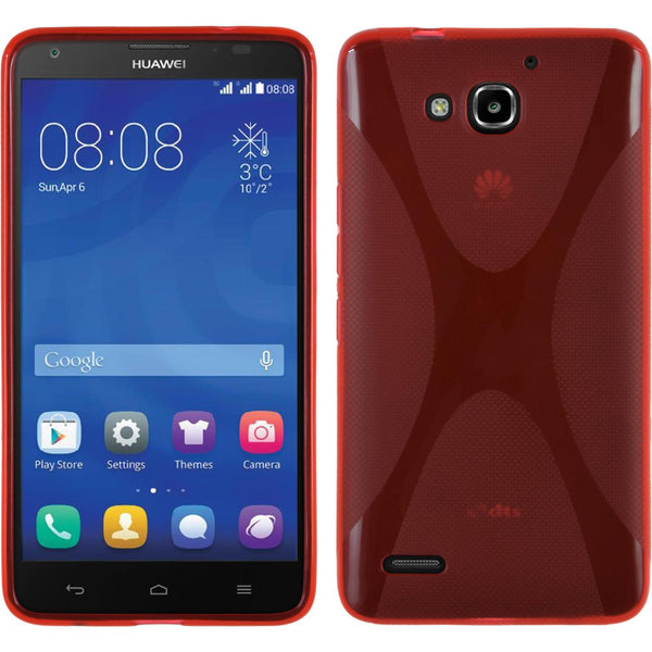 PhoneNatic Case kompatibel mit Huawei Honor 3X G750 - rot Silikon Hülle X-Style + 2 Schutzfolien
