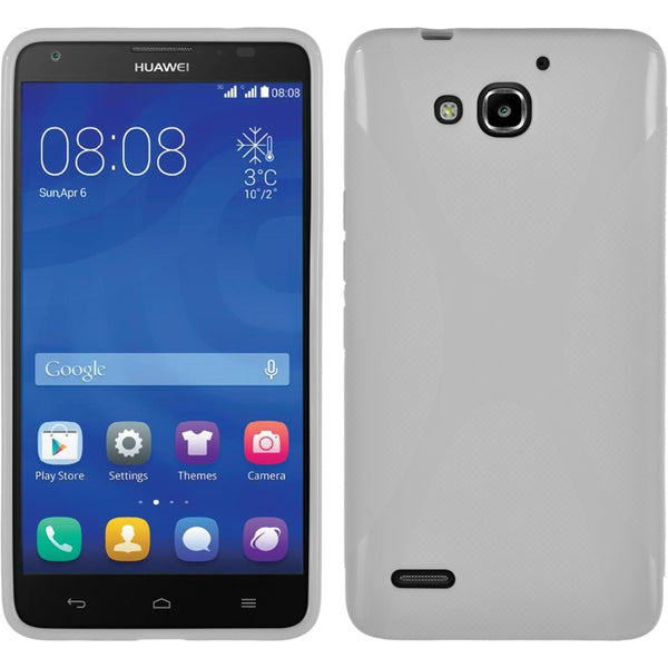 PhoneNatic Case kompatibel mit Huawei Honor 3X G750 - weiß Silikon Hülle X-Style + 2 Schutzfolien