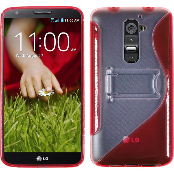 PhoneNatic Case kompatibel mit LG G2 - rot Silikon Hülle  + 2 Schutzfolien
