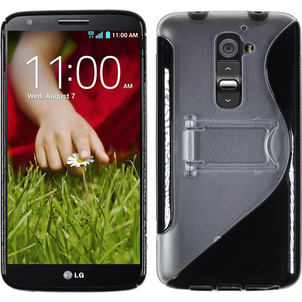 PhoneNatic Case kompatibel mit LG G2 - schwarz Silikon Hülle  + 2 Schutzfolien