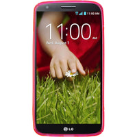 PhoneNatic Case kompatibel mit LG G2 - pink Silikon Hülle S-Style + 2 Schutzfolien