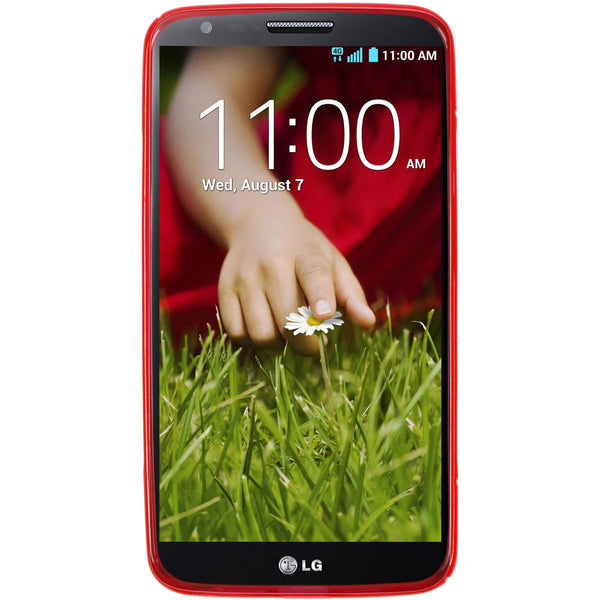 PhoneNatic Case kompatibel mit LG G2 - rot Silikon Hülle S-Style + 2 Schutzfolien