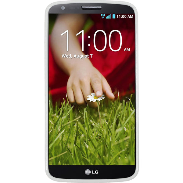 PhoneNatic Case kompatibel mit LG G2 - weiﬂ Silikon Hülle X-Style + 2 Schutzfolien