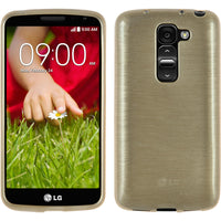 PhoneNatic Case kompatibel mit LG G2 mini - gold Silikon Hülle brushed + 2 Schutzfolien