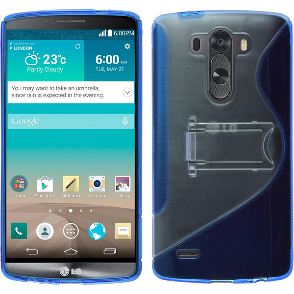 PhoneNatic Case kompatibel mit LG G3 - blau Silikon Hülle Aufstellbar + 2 Schutzfolien