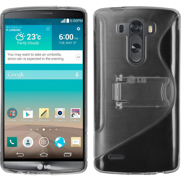 PhoneNatic Case kompatibel mit LG G3 - grau Silikon Hülle Aufstellbar + 2 Schutzfolien