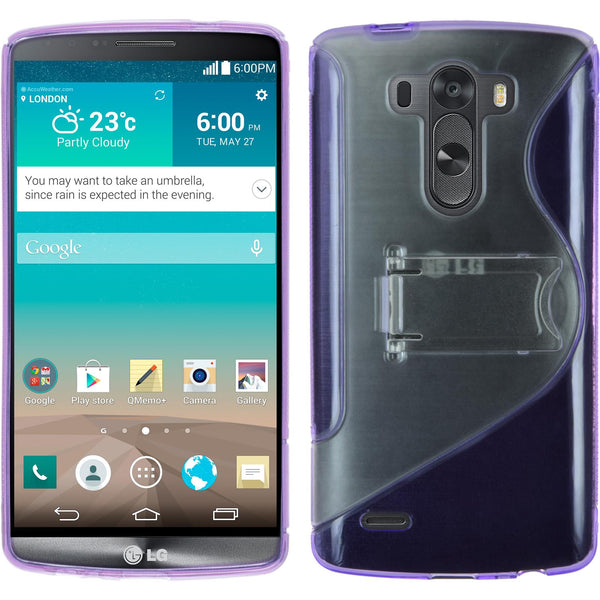 PhoneNatic Case kompatibel mit LG G3 - lila Silikon Hülle Aufstellbar + 2 Schutzfolien