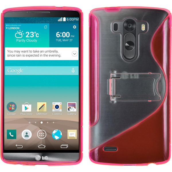 PhoneNatic Case kompatibel mit LG G3 - pink Silikon Hülle Aufstellbar + 2 Schutzfolien