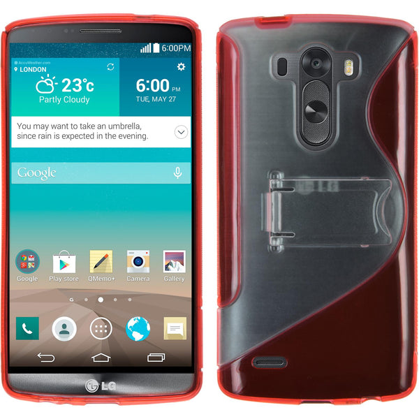 PhoneNatic Case kompatibel mit LG G3 - rot Silikon Hülle Aufstellbar + 2 Schutzfolien