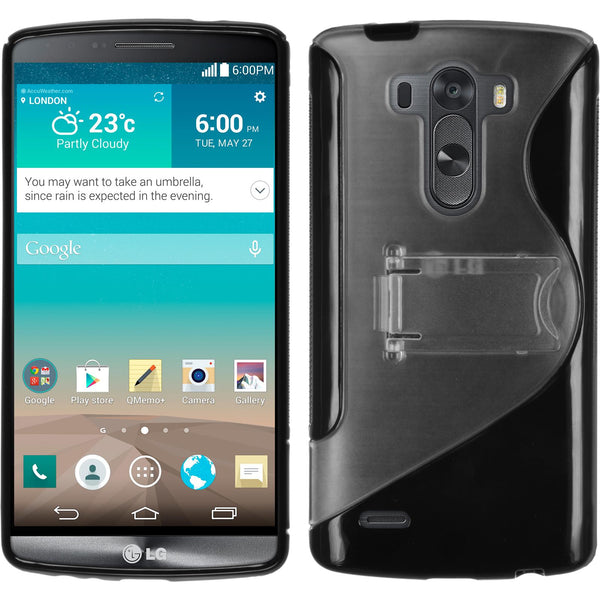 PhoneNatic Case kompatibel mit LG G3 - schwarz Silikon Hülle Aufstellbar + 2 Schutzfolien