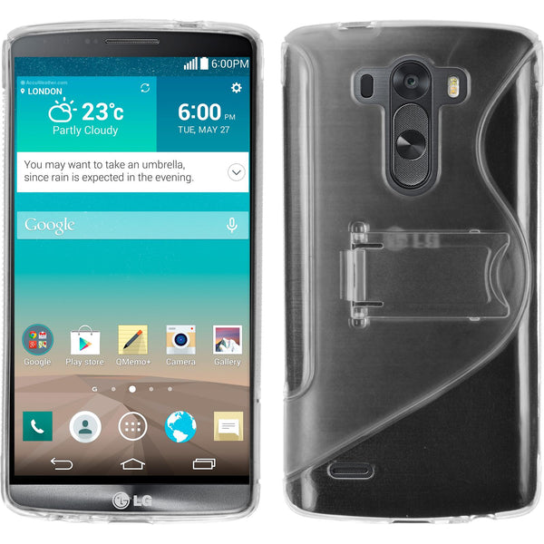 PhoneNatic Case kompatibel mit LG G3 - clear Silikon Hülle Aufstellbar + 2 Schutzfolien