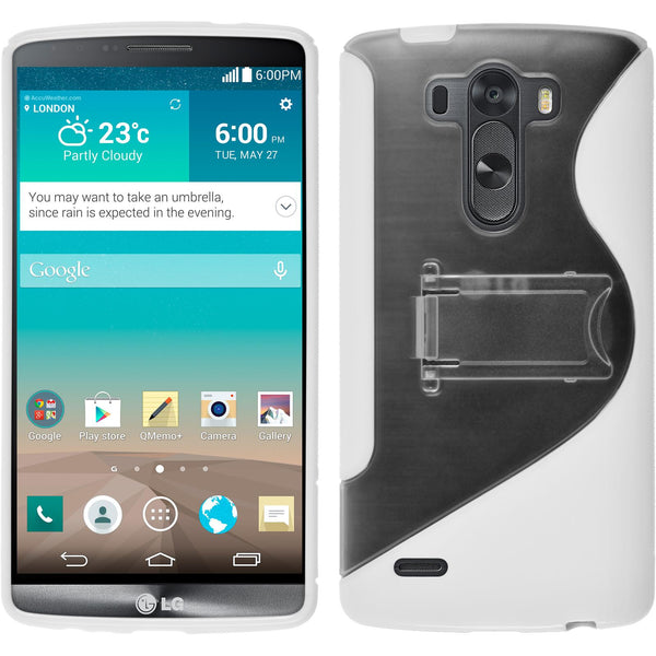 PhoneNatic Case kompatibel mit LG G3 - weiß Silikon Hülle Aufstellbar + 2 Schutzfolien