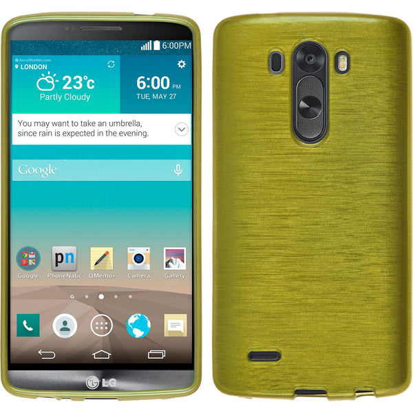 PhoneNatic Case kompatibel mit LG G3 - pastellgrün Silikon Hülle brushed + 2 Schutzfolien