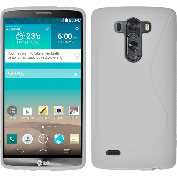 PhoneNatic Case kompatibel mit LG G3 - weiß Silikon Hülle S-Style + 2 Schutzfolien