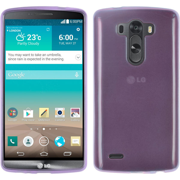 PhoneNatic Case kompatibel mit LG G3 - lila Silikon Hülle transparent + 2 Schutzfolien