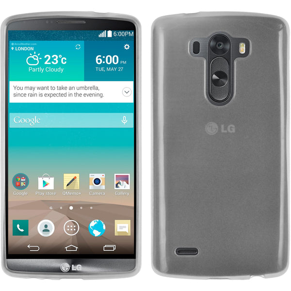 PhoneNatic Case kompatibel mit LG G3 - weiß Silikon Hülle transparent + 2 Schutzfolien