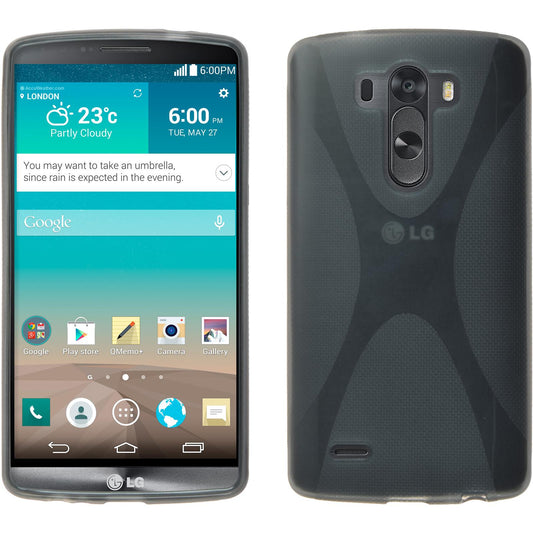 PhoneNatic Case kompatibel mit LG G3 - grau Silikon Hülle X-Style + 2 Schutzfolien