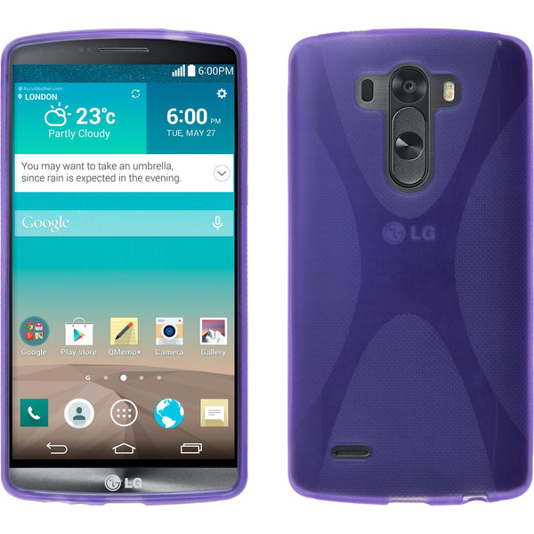 PhoneNatic Case kompatibel mit LG G3 - lila Silikon Hülle X-Style + 2 Schutzfolien