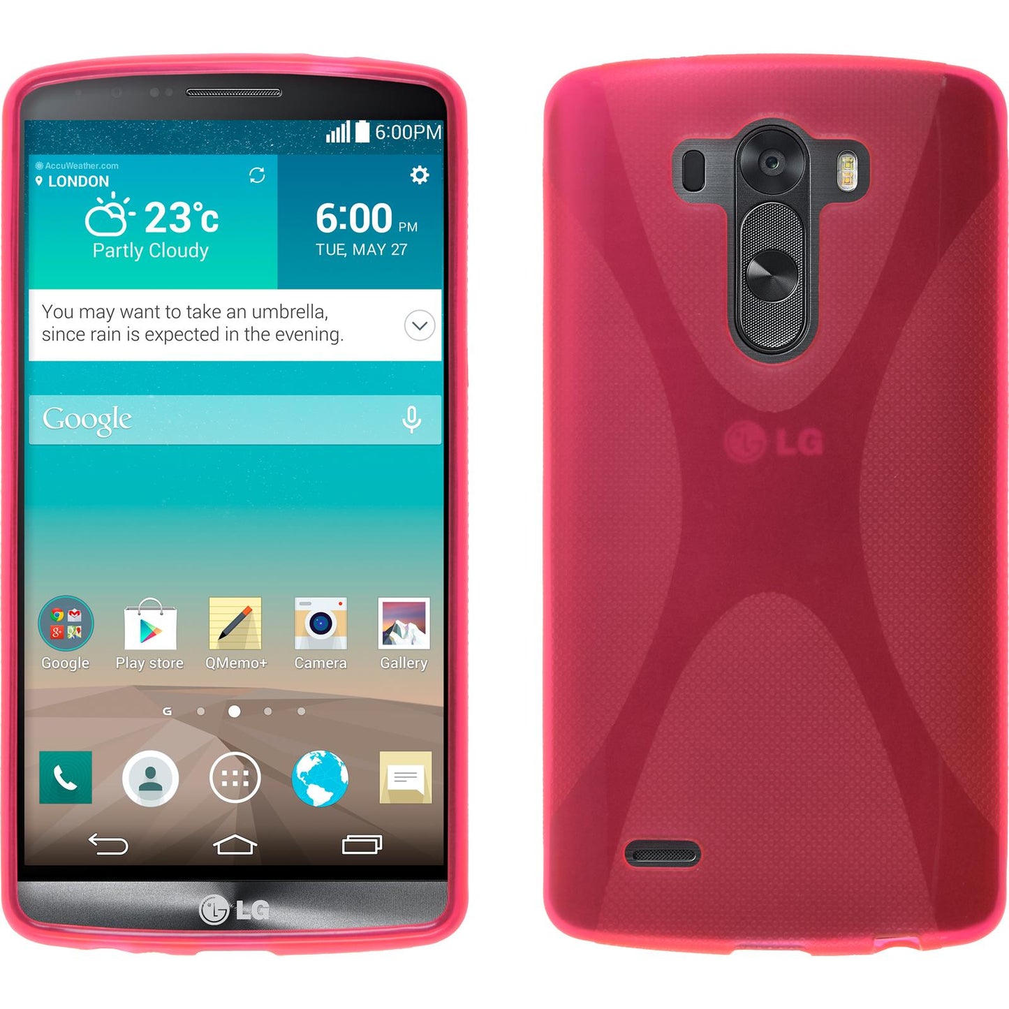 PhoneNatic Case kompatibel mit LG G3 - pink Silikon Hülle X-Style + 2 Schutzfolien